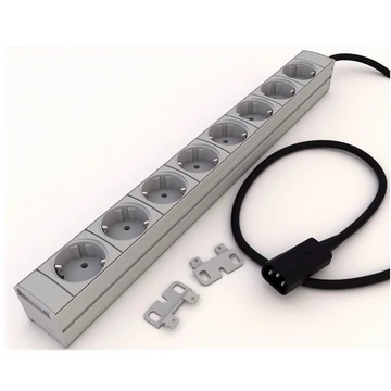 SPS Túlfeszültségvédős Elosztó, rackbe szerelhető, 8 Schuko, Rack 2,5m, IEC320 C14 10A (03.300.308.1)