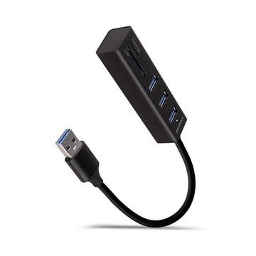 AXAGON HMA-CR3A 3 portos USB 3.2 HUB kártyaolvasóval, fekete AXAGON HMA-CR3A 3 portos USB 3.2 HUB kártyaolvasóval, fekete
