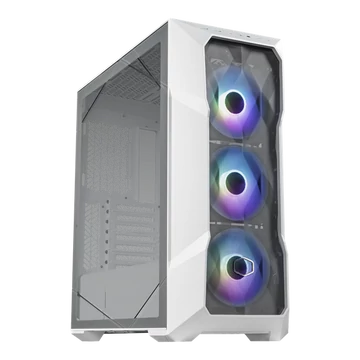 COOLER MASTER Ház Midi ATX MasterBox TD500 MESH V2 ARGB, 3db ARGB Ventilátorral, Tápegység nélkül, Edzett Üveg, fehér