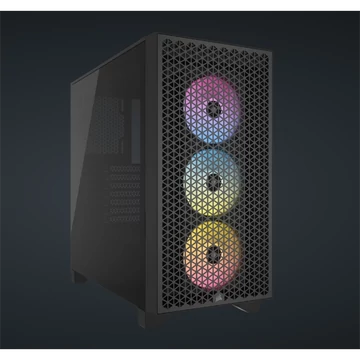 CORSAIR Ház 3000D RGB AIRFLOW, 3xAR120 RGB Ventilátorral, Tápegység nélkül, Edzett Üveg, fekete