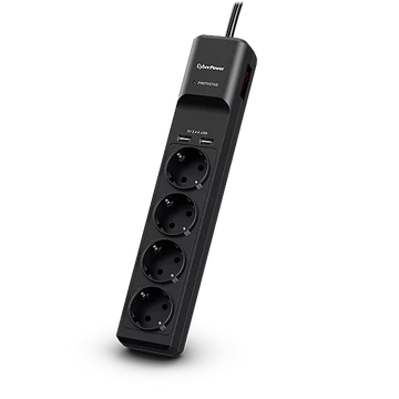 CYBERPOWER P0420SUD0-DE (4 aljzat) túlfeszültség védő elosztó és USB töltő 2 x 2.4A, 1,8m