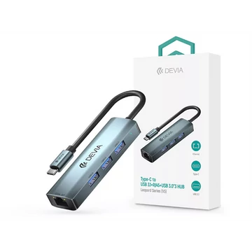 DEVIA ST387982 USB TYPE-C - USB 3.1 + RJ45 + 3XUSB 3.0 ELOSZTÓ/ADAPTER - LEOPARD SERIES 5 V3 HUB - SZÜRKE DEVIA ST387982 USB TYPE-C - USB 3.1 + RJ45 + 3XUSB 3.0 ELOSZTÓ/ADAPTER - LEOPARD SERIES 5 V3 HUB - SZÜRKE
