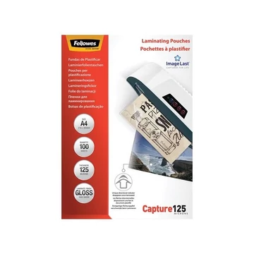FELLOWES Meleglamináló fólia, 125 mikron, A4, fényes, 100 db, FELLOWES Meleglamináló fólia, 125 mikron, A4, fényes, 100 db,