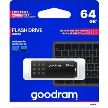 GOODRAM Pendrive 64GB, UME3 USB 3.1, Fekete GOODRAM Pendrive 64GB, UME3 USB 3.1, Fekete