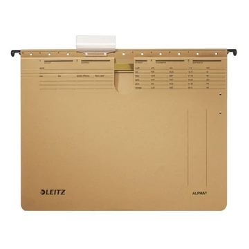 LEITZ Függőmappa, gyorsfűzős, karton, A4,"Alpha", natúr