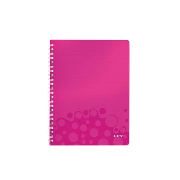 LEITZ Spirálfüzet, A4, kockás, 80 lap,"Wow", rózsaszín