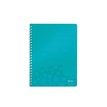 LEITZ Spirálfüzet, A4, vonalas, 80 lap,"Wow", jégkék