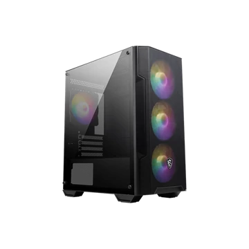 MSI Ház Micro ATX FORGE M100A, 4xARGB ventilátor, Tápegység nélkül, üvegfalú, fekete