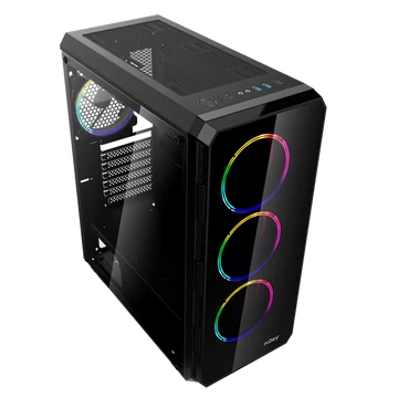NJOY Ház Midi ATX ACRUX Tápegység nélkül, Sync Fan Controller + Remote, USB2.0+3.0, Fekete