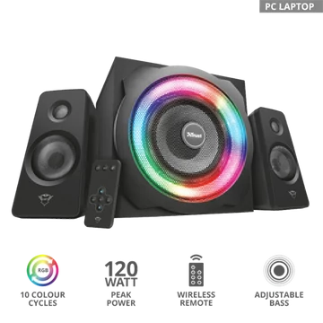 TRUST RGB-megvilágítású 2.1 hangszórókészlet 22944 (GXT 629 Tytan RGB Illuminated 2.1 Speaker Set)