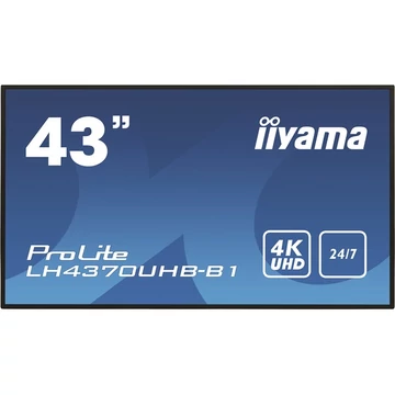 iiyama Prolite 24/7 VA LFD 42.5" LH4370UHB-B1, 3840x2160, 16:9, 700cd/m2, 8ms, HDMI/USB, fekete, pivot iiyama Prolite 24/7 VA LFD 42.5" LH4370UHB-B1, 3840x2160, 16:9, 700cd/m2, 8ms, HDMI/USB, fekete, pivot