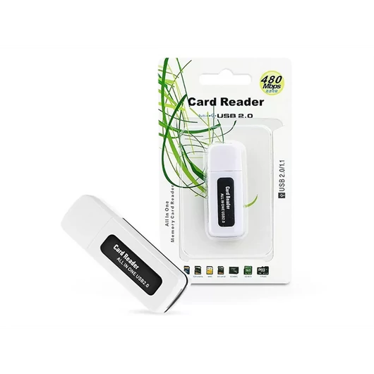 HAFFNER USB MEMÓRIAKÁRTYA-OLVASÓ - FEKETE/FEHÉR (USB 2.0, 480 Mb/s)