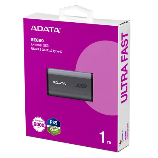 ADATA SSD Külső USB 3.2 1TB SE880 Elite, Szürke