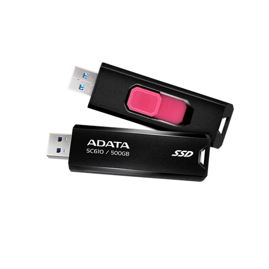 ADATA SSD Külső USB 3.2 500GB SC610, Fekete/Piros