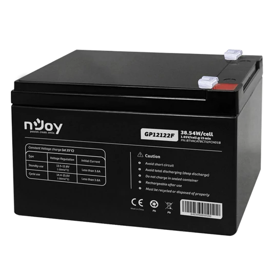 APC (NJOY) GP12122F Akkumulátor 12V/12Ah zárt, gondozásmentes Borne T2