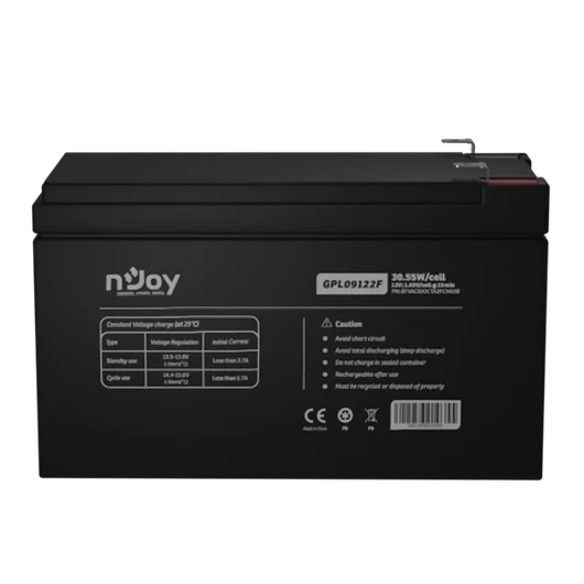 APC (NJOY) GPL09122F Akkumulátor 12V, 30.55W, gondozásmentes T2/F2