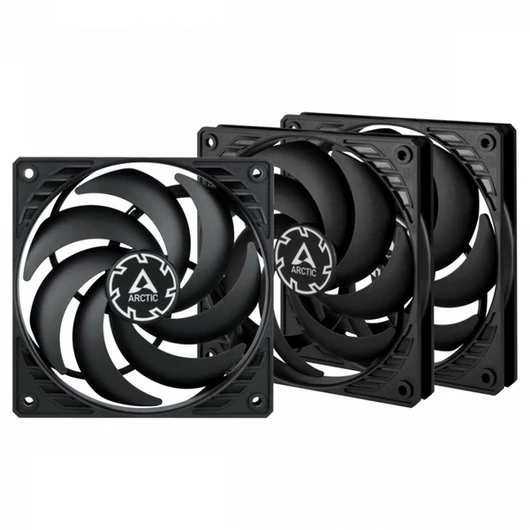 ARCTIC COOLING Rendszerhűtő Ventilátor P12 Slim PWM PST Fekete, 12cm (3-PACK)