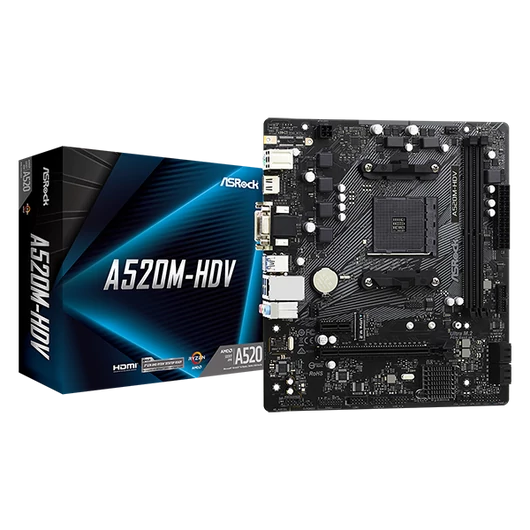 ASROCK Alaplap AM4 A520M-HDV AMD A520, mATX