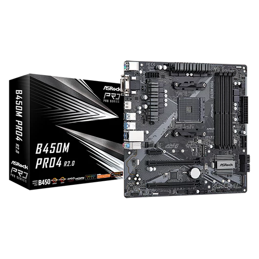 ASROCK Alaplap AM4 B450M PRO4 R2.0 AMD B450, mATX