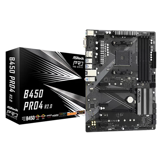 ASROCK Alaplap AM4 B450 PRO4 R2.0 AMD B450, ATX