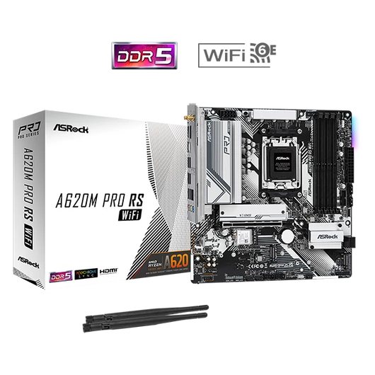 ASROCK Alaplap AM5 A620M PRO RS WIFI AMD A620, mATX
