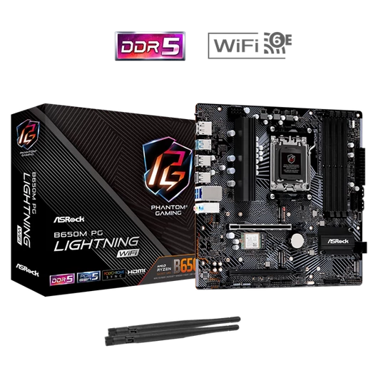 ASROCK Alaplap AM5 B650M PG LIGHTNING WIFI AMD B650, mATX