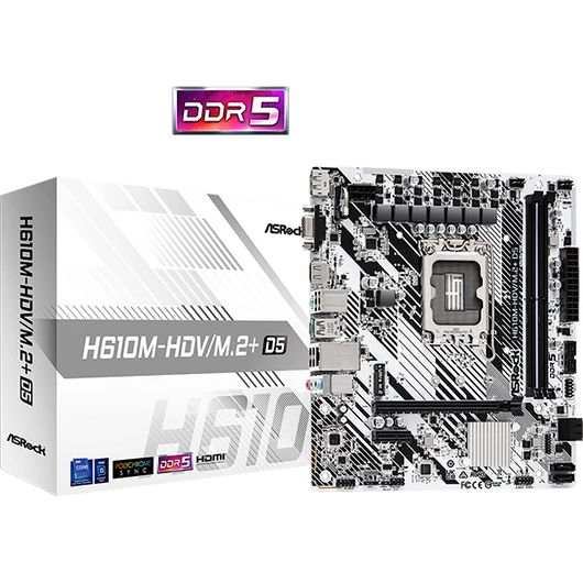 ASROCK Alaplap S1700 H610M-HDV/M.2+ D5 INTEL H610, mATX