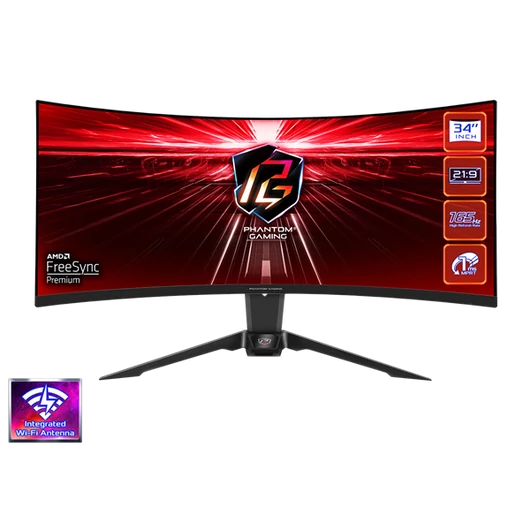 ASROCK PG34WQ15R2B Gaming Monitor 34" VA, 3440x1440, HDMI/Displayport, 165Hz, HDR, Hajlított