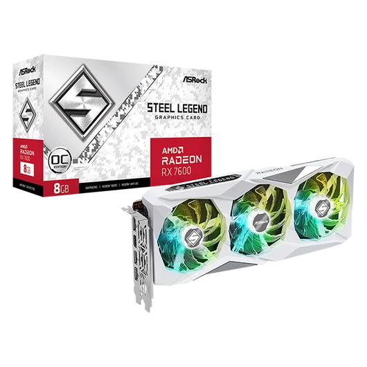 ASROCK Videokártya PCI-Ex16x AMD RX 7600 STEEL LEGEND 8GB DDR6 OC