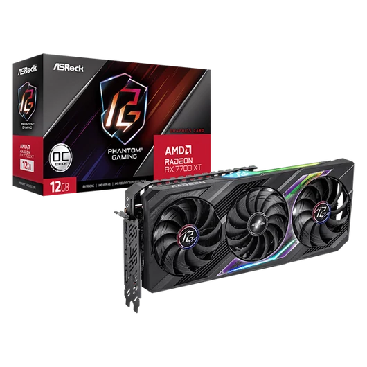 ASROCK Videokártya PCI-Ex16x AMD RX 7700XT PHANTOM GAMING 12GB DDR6 OC