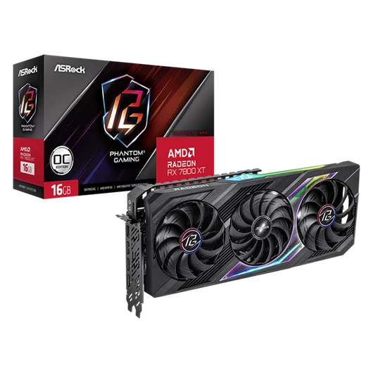 ASROCK Videokártya PCI-Ex16x AMD RX 7800XT PHANTOM GAMING 16GB DDR6 OC