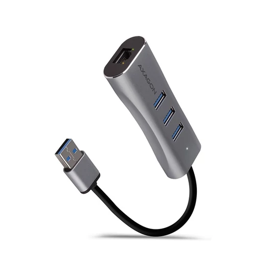 AXAGON HMA-GL3AP 3 portos USB 3.2 HUB LAN csatlakozóval, ezüst