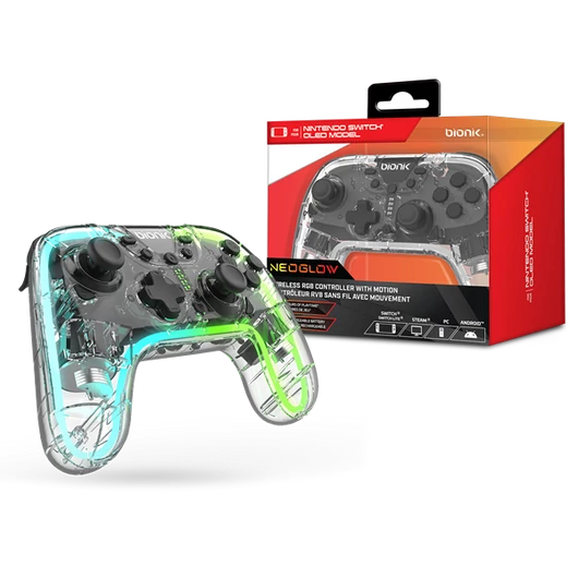BIONIK Nintendo Switch Kiegészítő NeoGlow Vezeték Nélküli RGB Kontroller, BNK-9099