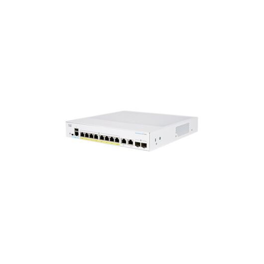 CISCO Switch 8x1000Mbps (POE+) + 2x1000Mbps SFP, Fémházas, Rackes, Menedzselhető - CBS350-8FP-2G-EU