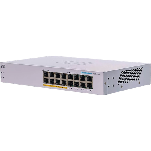 CISCO Switch 16x1000Mbps (8xPOE), Fémházas, Rackes - CBS110-16PP-EU