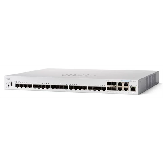 CISCO Switch 24x10000Mbps SFP+ + 4x10000Mbps SFP+ Kombó, Rackes, Fémházas, Menedzselhető - CBS350-24XS-EU