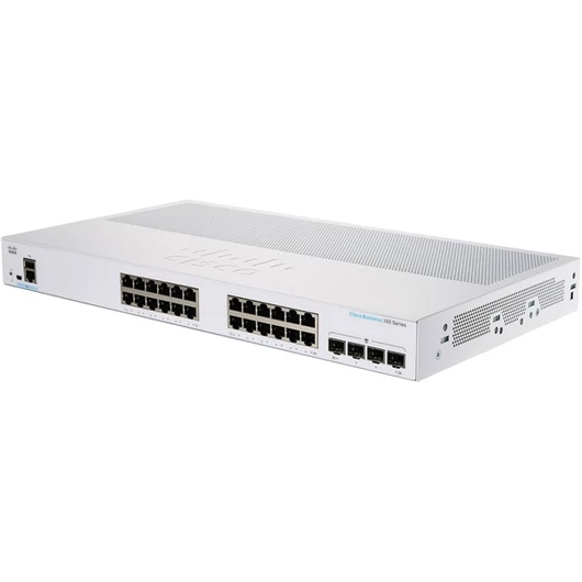 CISCO Switch 24x1000Mbps + 4x10000 SFP+, Fémházas, Rackes, Menedzselhető - CBS350-24T-4X-EU