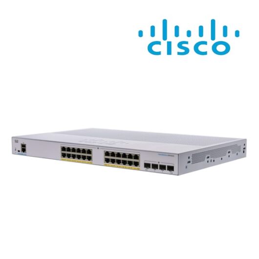 CISCO Switch 24x1000Mbps (POE+) + 4x10000Mbps SFP+, Fémházas, Rackes, Menedzselhető - CBS350-24P-4X-EU