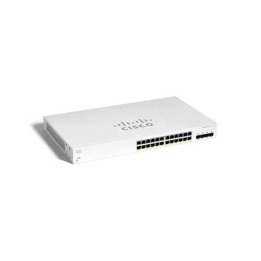 CISCO Switch 24x1000Mbps (POE+) + 4x10000Mbps SFP+, Menedzselhető, Fémházas, Rackes - CBS220-24P-4X-EU