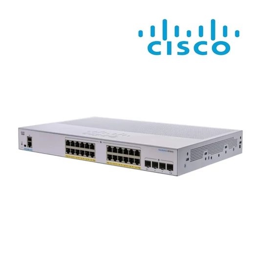 CISCO Switch 24x1000Mbps (POE+) + 4x1000Mbps SFP, Fémházas, Rackes, Menedzselhető - CBS350-24FP-4G-EU