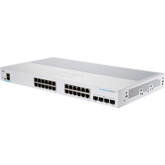 CISCO Switch 24x1000Mbps (POE+) + 4x1000Mbps SFP, Menedzselhető, Fémházas, Rackes - CBS250-24PP-4G-EU