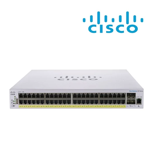 CISCO Switch 48x1000Mbps (POE+) + 4x10000Mbps SFP+, Fémházas, Rackes, Menedzselhető - CBS350-48P-4X-EU