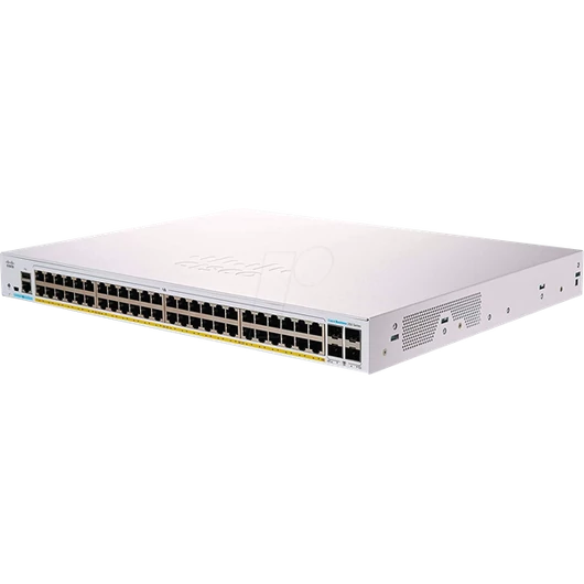 CISCO Switch 48x1000Mbps (POE+) + 4x1000Mbps SFP, Menedzselhető, Fémházas, Rackes - CBS250-48PP-4G-EU