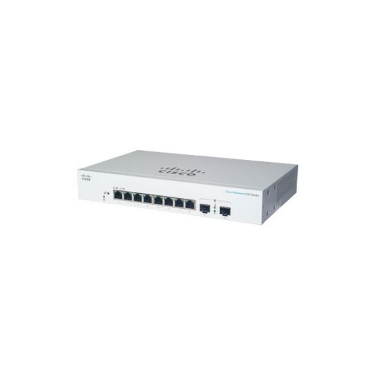 CISCO Switch 8x1000Mbps + 2x1000Mbps SFP, Menedzselhető, Fémházas, Rackes - CBS220-8T-E-2G-EU