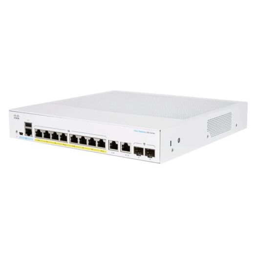 CISCO Switch 8x1000Mbps (POE+) + 2x1000Mbps SFP, Menedzselhető, Fémházas, Rackes - CBS250-8PP-E-2G-EU