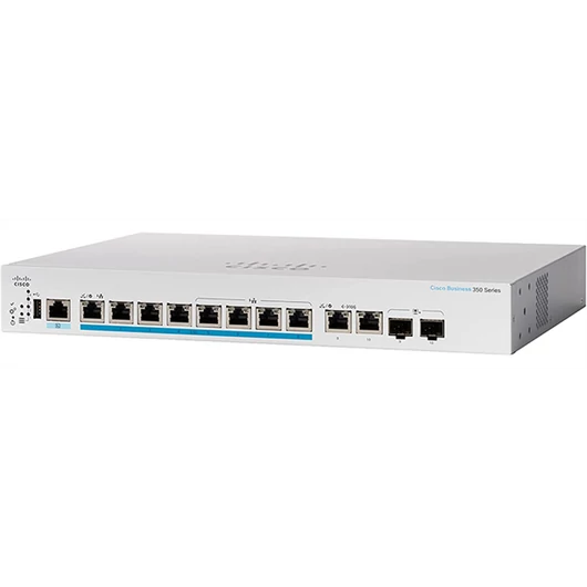 CISCO Switch 8x2500Mbps (POE+) + 2x10000 SFP+ Kombó, Rackes, Fémházas, Menedzselhető - CBS350-8MP-2X-EU