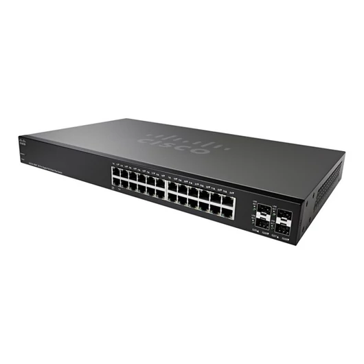 CISCO Switch 24x1000Mbps (POE+) + 4x1000Mbps SFP, Fémházas, Rackes, Menedzselhető - SG220-28MP-K9-EU