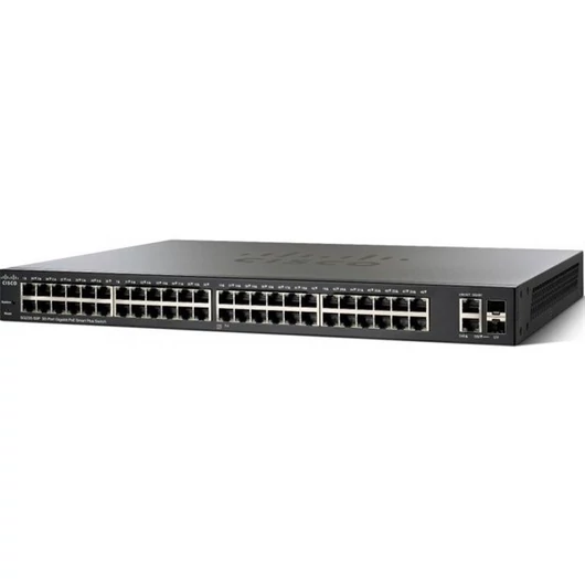 CISCO Switch 48x1000Mbps (POE+) + 2x1000Mbps SFP Kombó, Fémházas, Rackes, Menedzselhető - SG220-50P-K9-EU