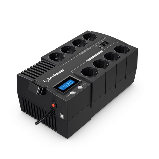 CYBERPOWER UPS BR1000ELCD (8 aljzat) 1000VA 600W, 230V szünetmentes elosztósor + USB LINE-INTERAKTÍV