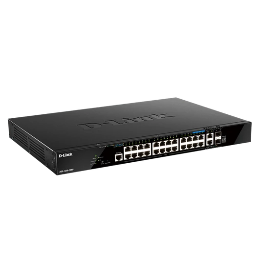 D-LINK Switch 24x1000Mbps(24xPOE) + 2x10G + 2xGigabit SFP+ Menedzselhető Rackes, DGS-1520-28MP/E